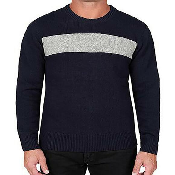 Slate & Stone Pullover Sweater Long Sleeves Crew Neck Blue/Cream X-Large NEW - Picture 1 of 2